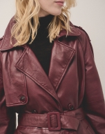 Long burgundy napa raincoat