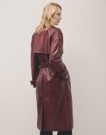 Long burgundy napa raincoat