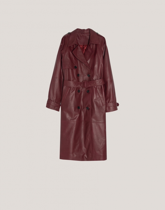 Long burgundy napa raincoat