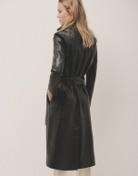 Long black napa raincoat