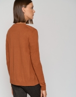 Orange fine gauge wool knit jacket 