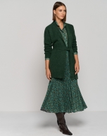 Long green wool and alpaca jacket