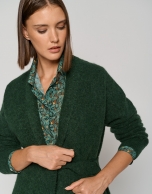 Long green wool and alpaca jacket