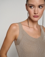 Knit halter top with gold glitter