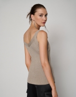 Knit halter top with gold glitter