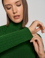 Green ribbed herringbone sweater