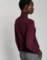 Maroon ribbed herringbone sweater