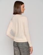 Beige silk and wool sweater with V-neck