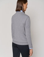 Gray silk and wool sweater with V-neck