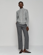 Gray cable knit sweater with openwork