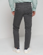 Dark grey dyed fine twill chinos