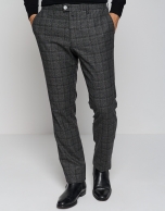 Gray checked slim fit chinos