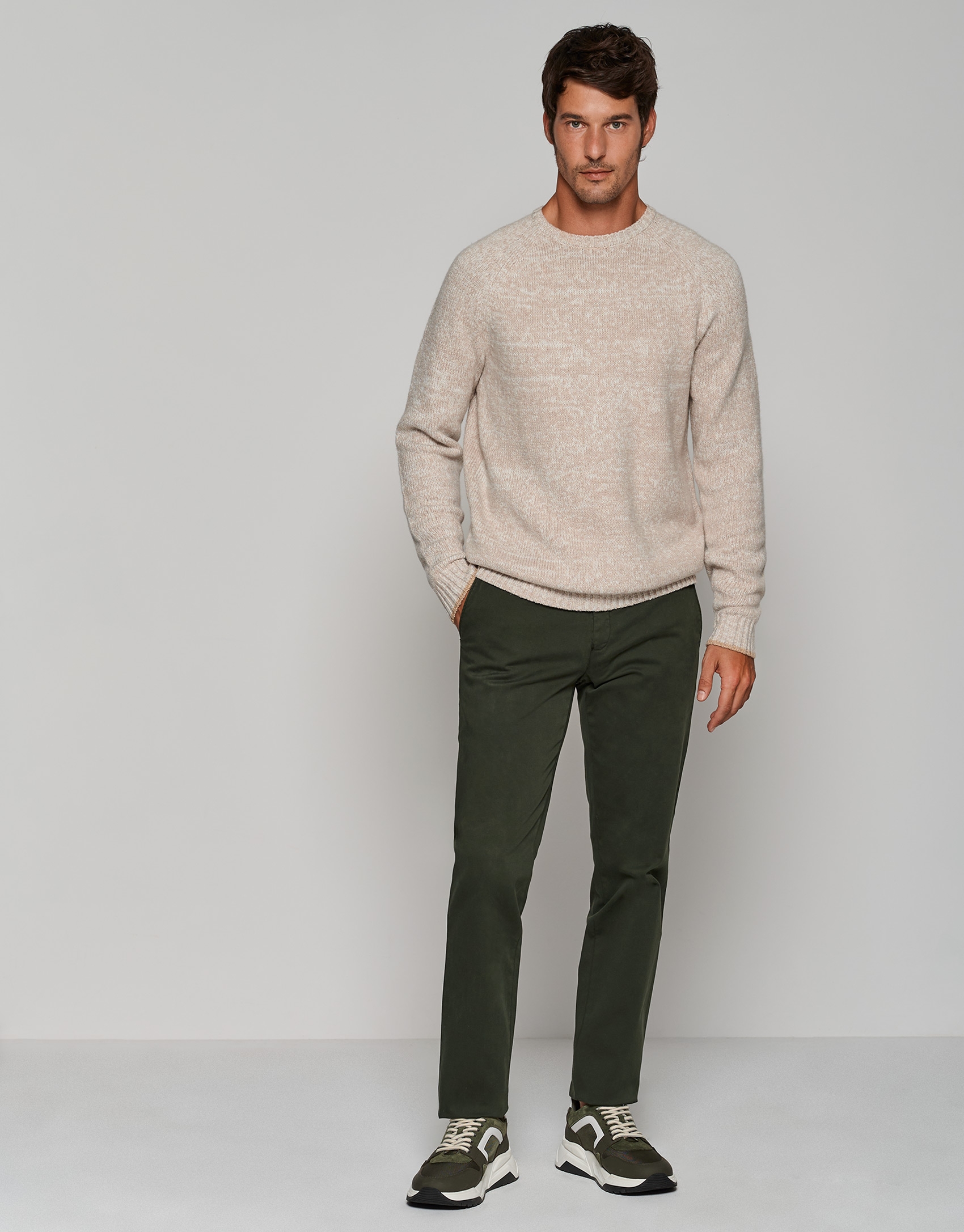 Khaki dyed chino trousers