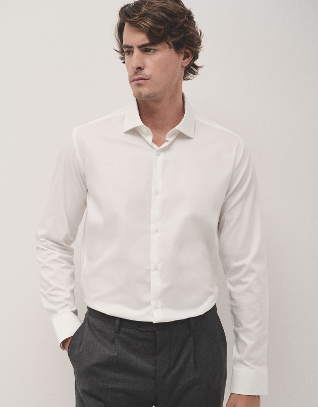 Camisa vestir regular sarga blanca