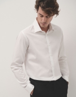 White structured cotton dress shirt