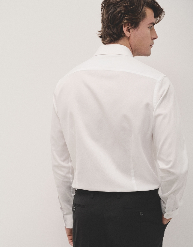 White structured cotton dress shirt