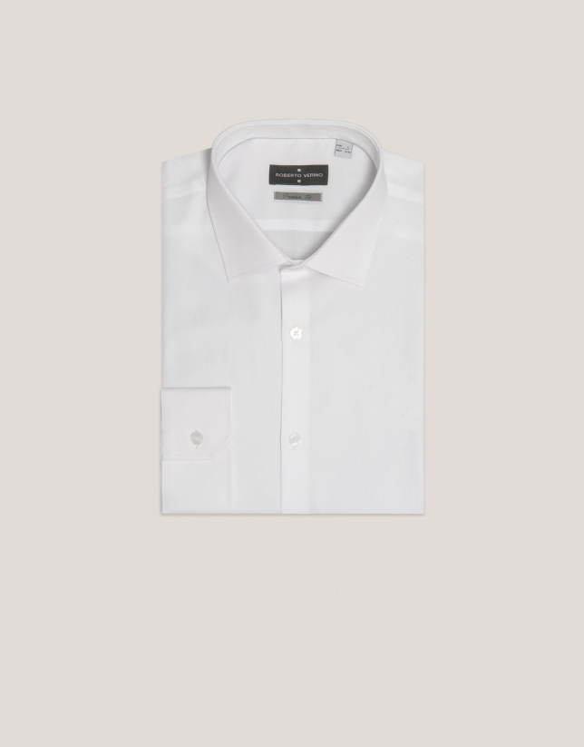 White structured cotton dress shirt