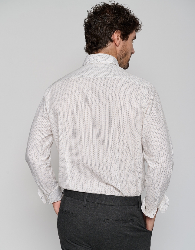 Regular fit sport shirt with gray and yellow print