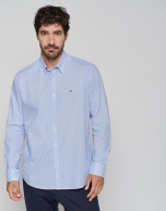 White regular sport shirt with blue circles pattern