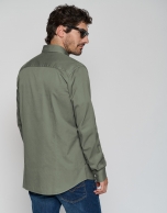 Kakhi green dyed cotton sport shirt