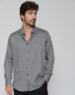 Camisa sport slim espiga gris medio