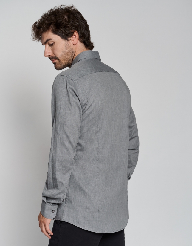 Camisa sport slim espiga gris medio