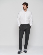 White structured slim sport shirt