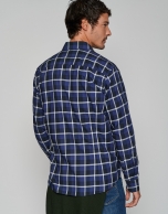 Blue and white checked casual shirt