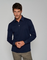 Polo manga larga jacquard en tonos azules