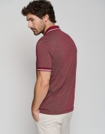 Plum and white mercerized jacquard polo shirt