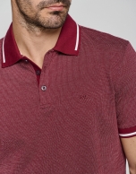 Plum and white mercerized jacquard polo shirt