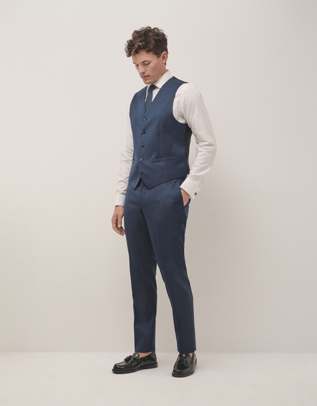 Cadmium blue wool dress waistcoat