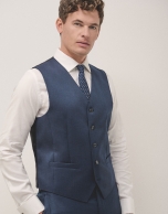 Cadmium blue wool dress waistcoat