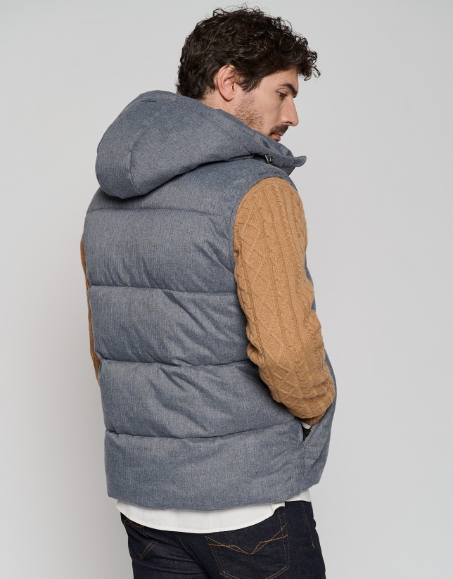 Gray melange herringbone quilted vest