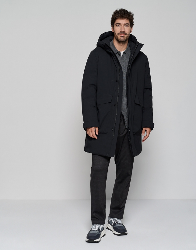 Black minimalist raincoat