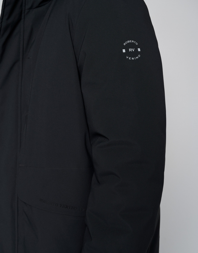 Black minimalist raincoat