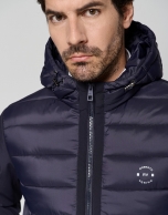 Navy blue two-layer, quilted windbreaker