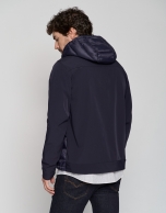 Navy blue two-layer, quilted windbreaker