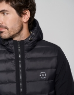 Black two-layer, quilted windbreaker