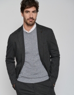 Dark gray knit separate sports jacket