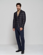 Navy blue and dark brown checked sports jacket