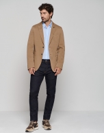 Dark brown-dyed cotton sports jacket 