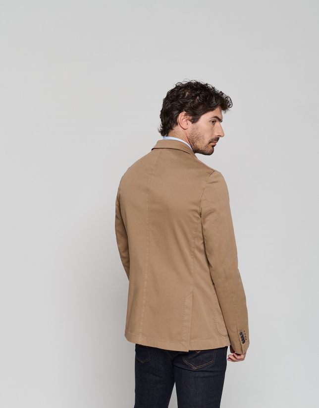 Dark brown-dyed cotton sports jacket 