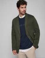 Kakhi green dyed cotton sports jacket 