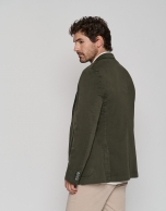 Kakhi green dyed cotton sports jacket 