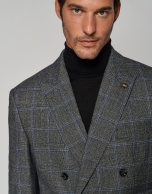 Dark gray checked double-breasted sports jacket