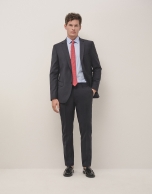 Navy blue fake plain slim fit half canvas suit