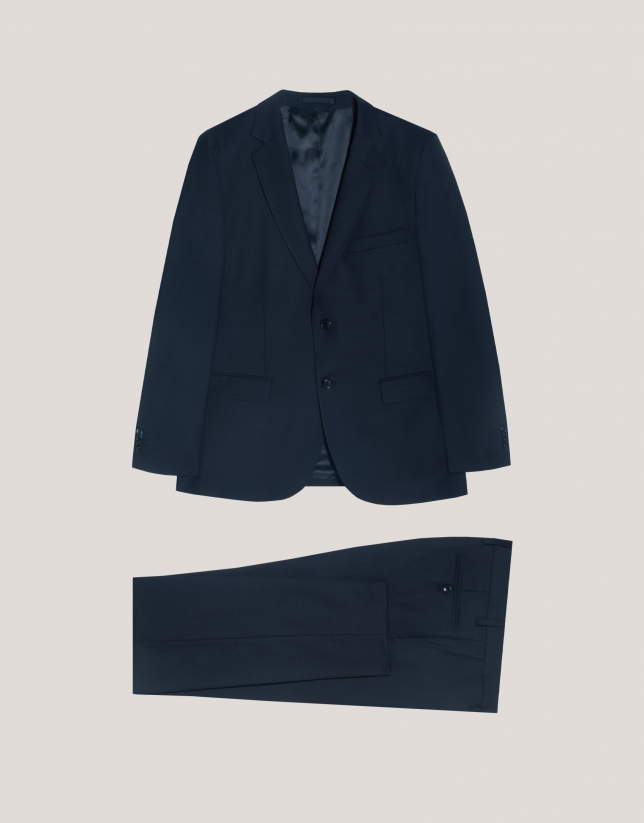 Traje half canvas slim fit liso marino