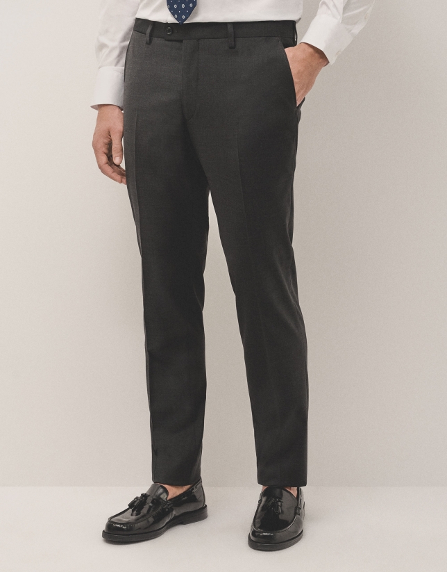 Traje half canvas slim fit liso gris oscuro