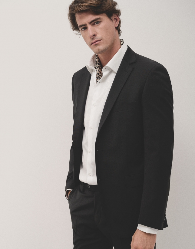 Black slim fit half canvas suit